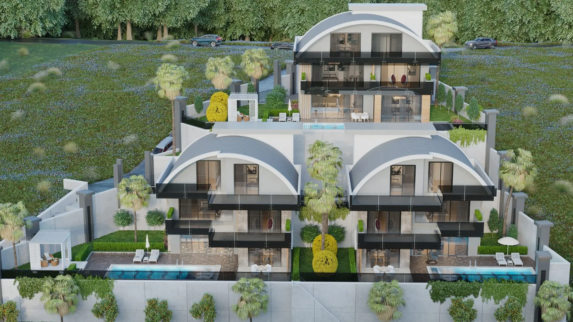NEW PROJECT OF LUXURY VILLAS IN ALANYA TEPE WITH 5+1 LAYOUT