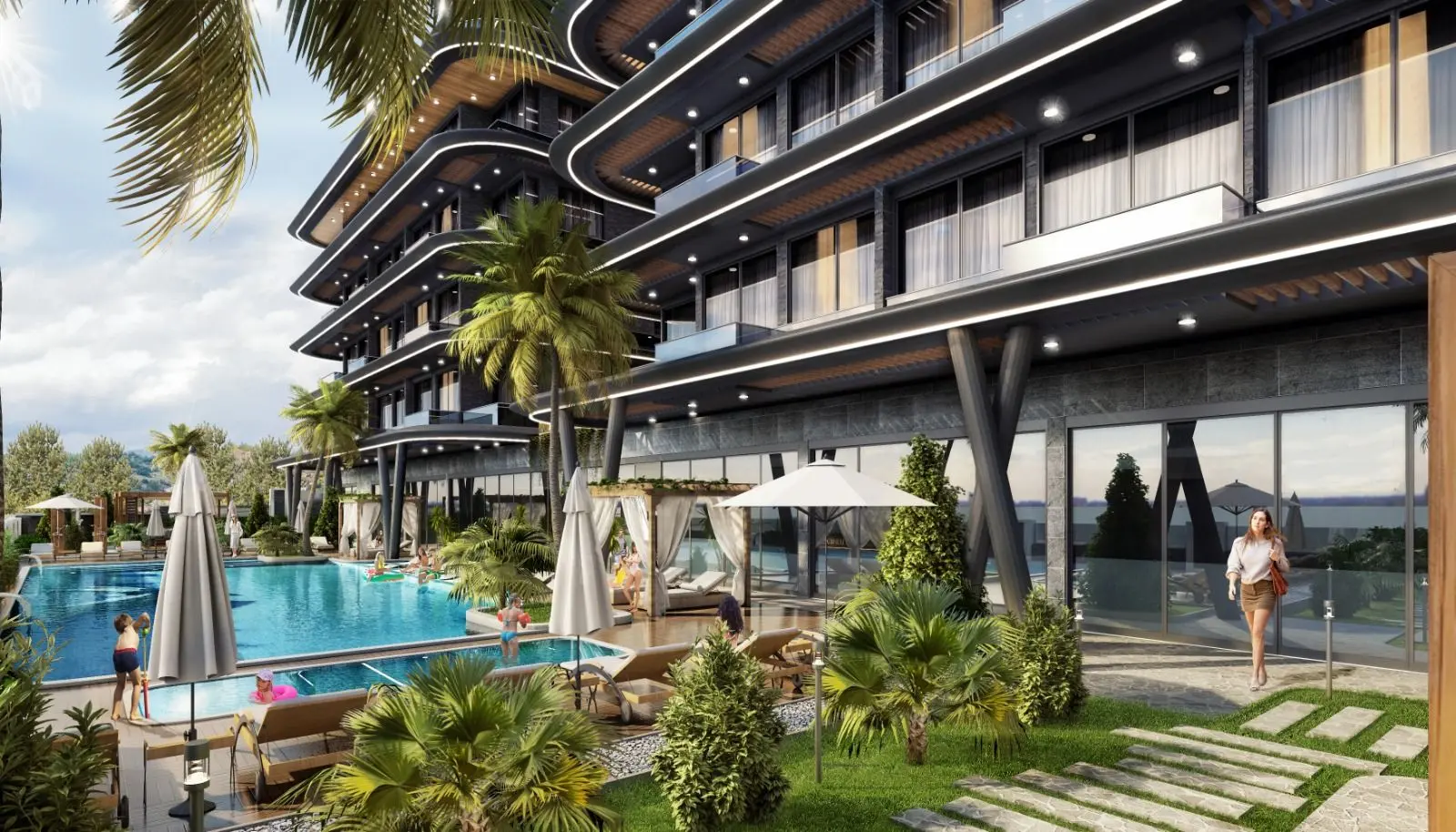 FULL ACTIVITY LUXURIOUS NEW PROJECT IN ALANYA CENTER