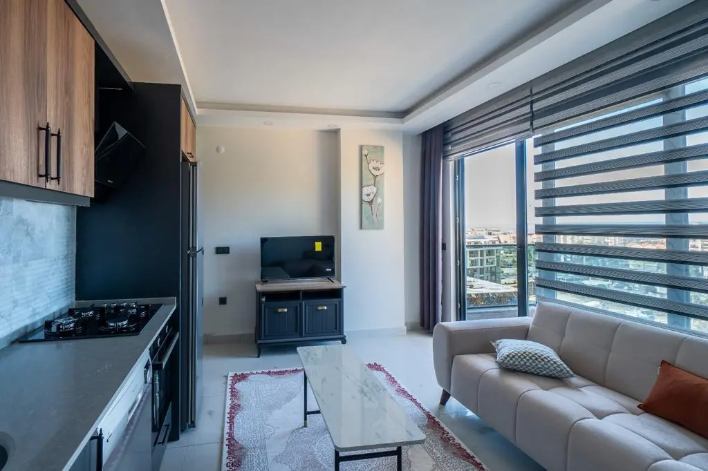 FURNISHED APARTMENT 1+1 WITH SEA VIEW IN ALANYA